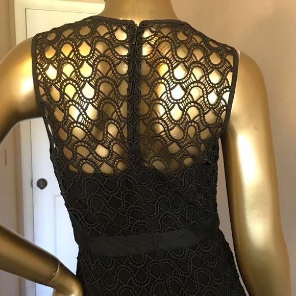 ᑕYᑎTᕼIᗩ ᖇOᗯᒪEY Sleeveless Lace-Mesh-Overlay Midi Dress - Picture 8 of 12